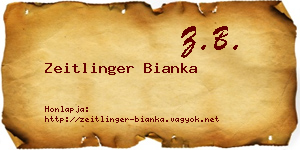 Zeitlinger Bianka névjegykártya